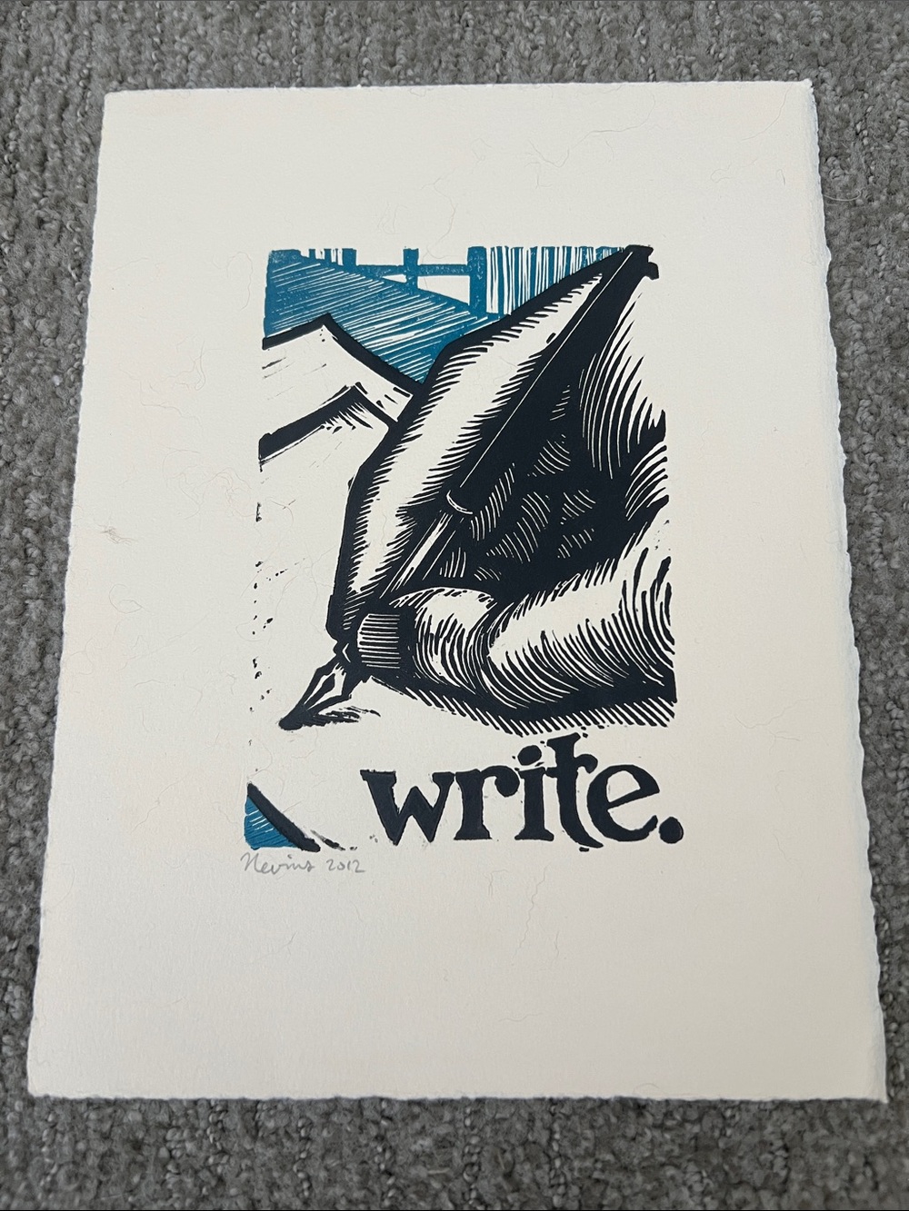 Write. Blue & Black Home Art Print